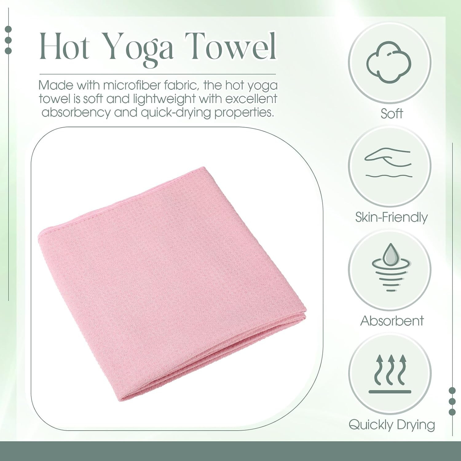 Extra Large Non-Slip Yoga Towel 3 Pack – Microfiber Mat Cover (Pink, Blue, Green