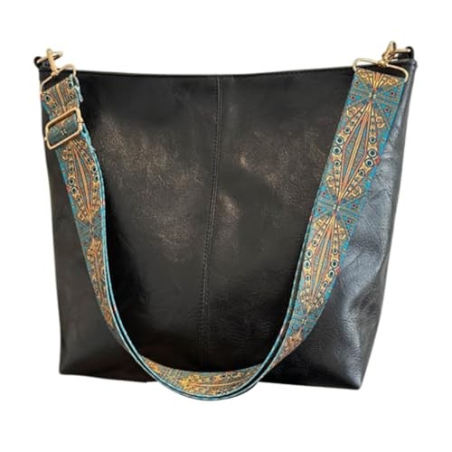 Vegan PU Leather Crossbody Hobo Bag with Zipper Stylish Shoulder Purses Black