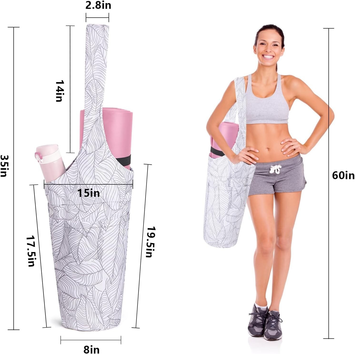 IwIeIaIrI Yoga Mat Bag with Large Size Pocket and Zipper Pocket，Yoga Bag Adjus