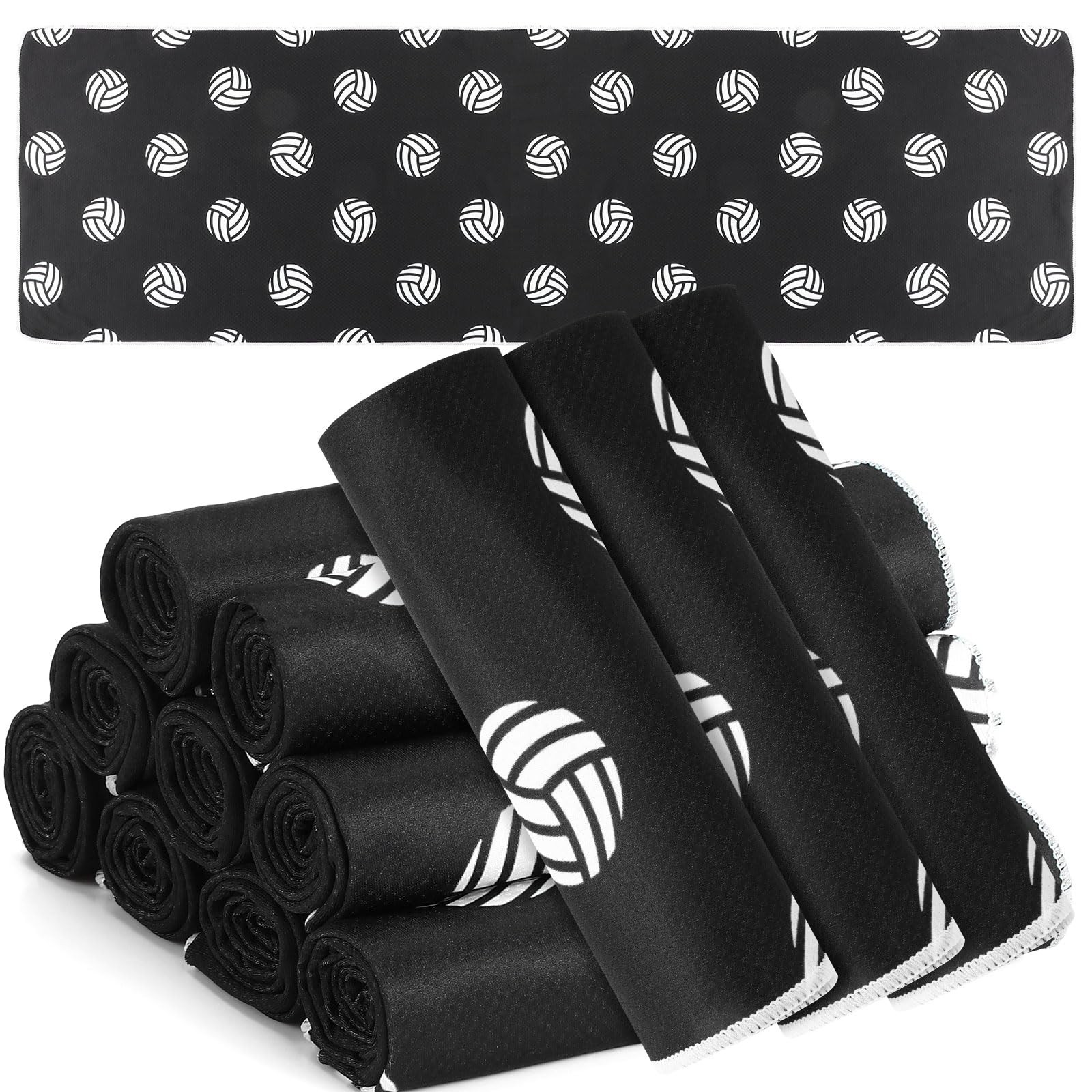 Fuweave 12 Pcs Black White Volleyball Cooling Towel 40 X 12 Inch For Gifts Team