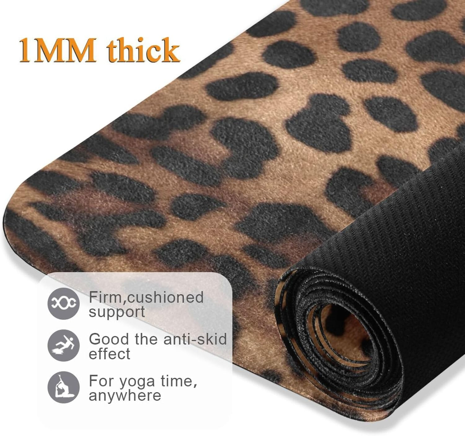 Leopard Print Non-Slip Yoga Mat with Carrying Bag – 71&Prime;x26&Prime; Fitness Mat