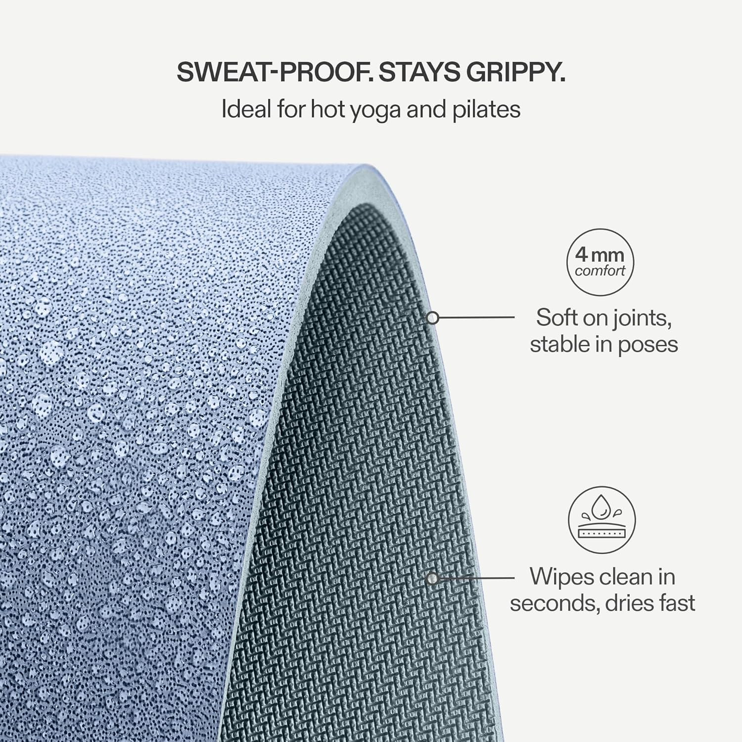 Premium Yoga Mat – Sweat-Activated Non-Slip PU Grip I Natural Rubber Base I 4Mm