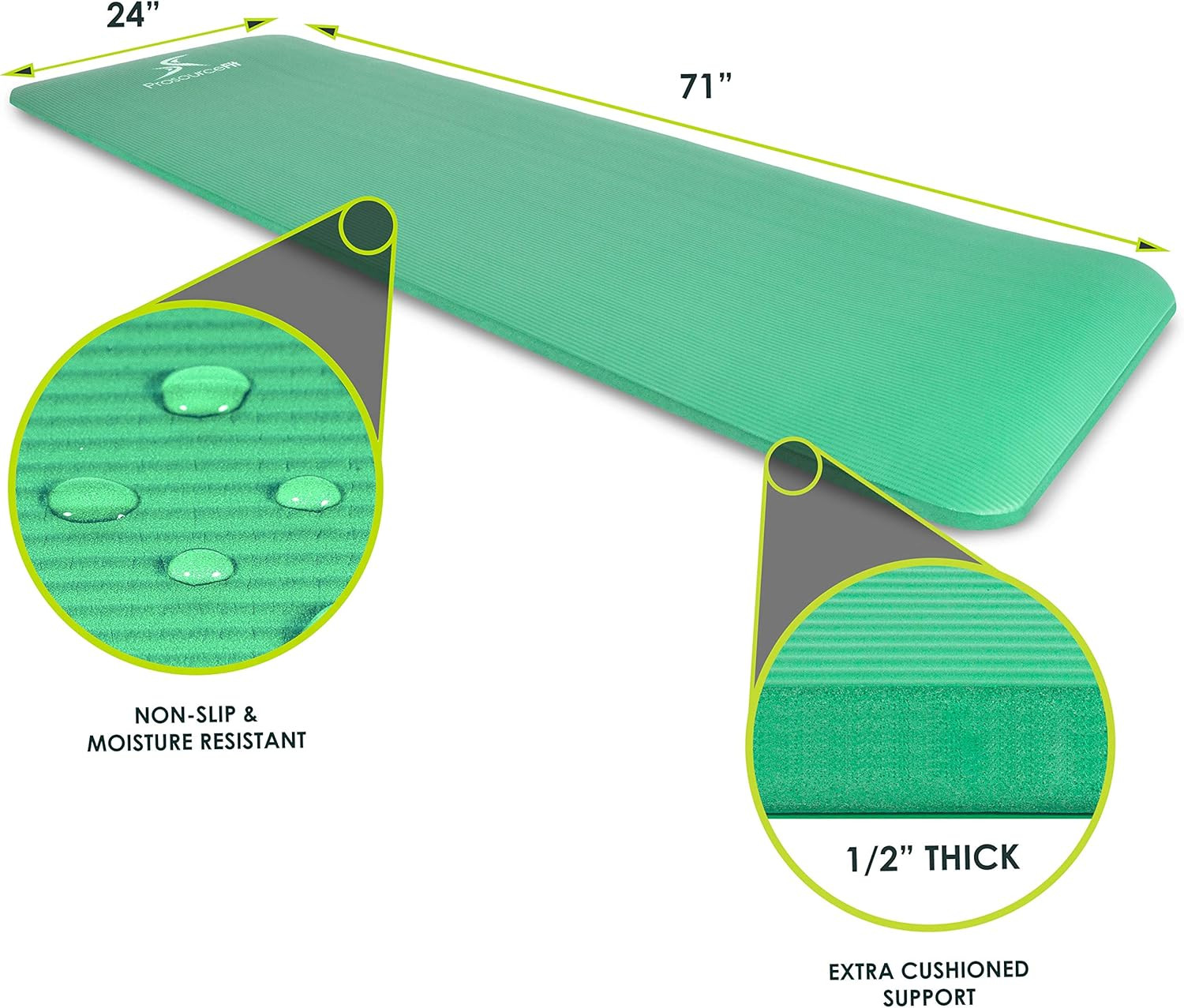 Extra Thick Yoga and Pilates Mat ½” (13Mm), 71-Inch Long High Density Exercise M