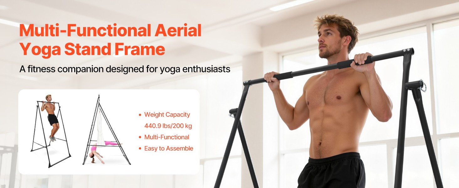 Yoga Stand Frame, 9.6 ft Aerial Silk Swing Stand, Max 551.2 lbs Load Capacity,