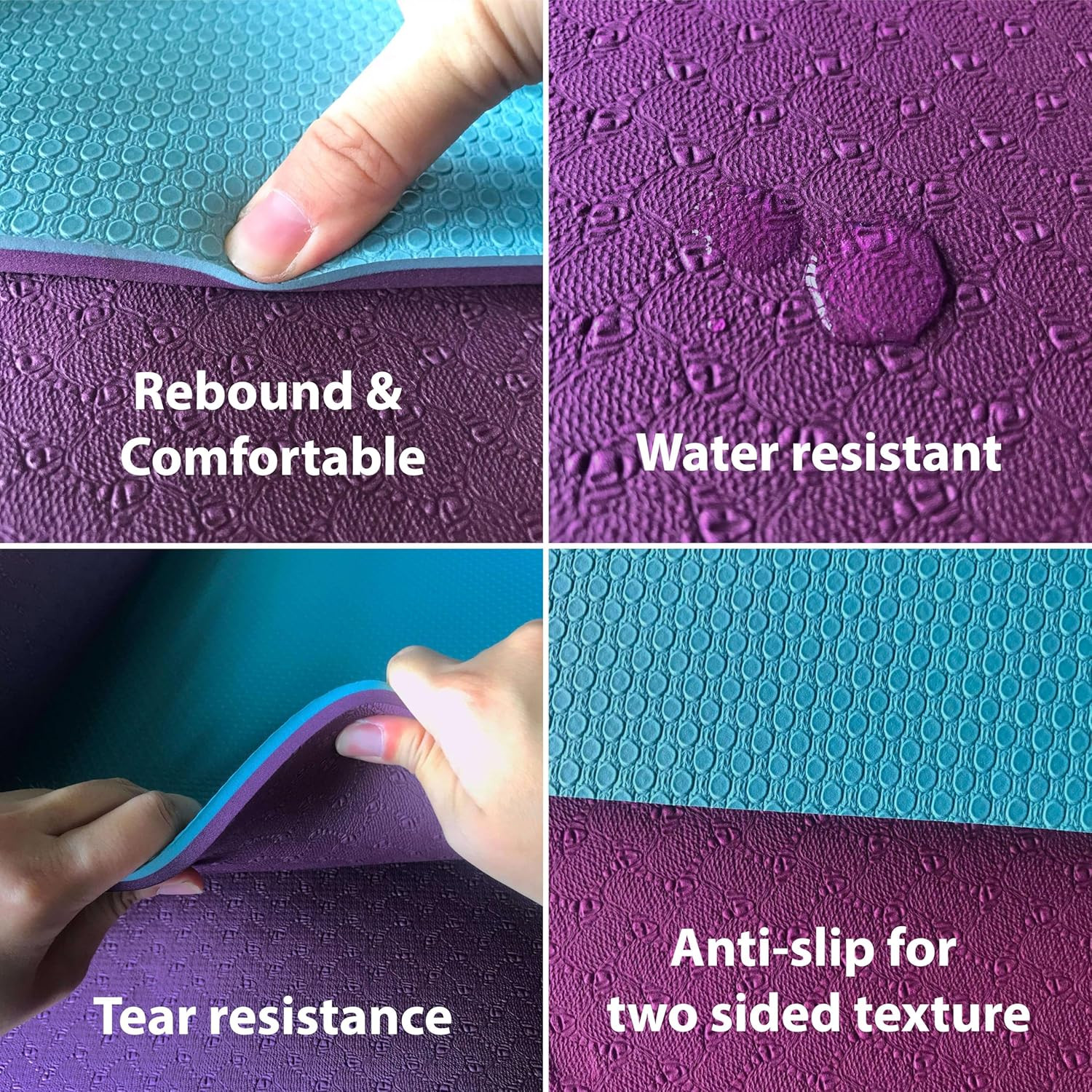 Yoga Mat with Strap – 10Mm Thick Yoga Mat, Non-Skid Dual Surface Workout Mat, Ec