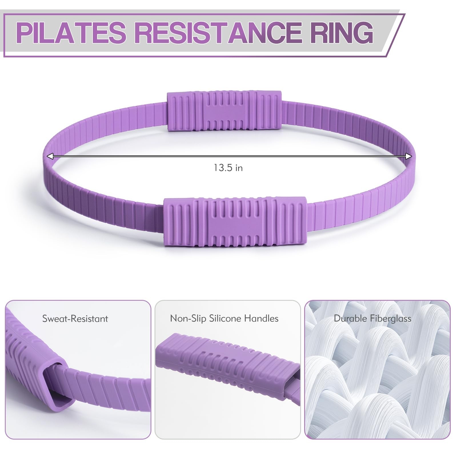 Pilates Ring, 13.5 Inch Circle Ring for Toning Thighs, Legs, Arms & Core, Pil…
