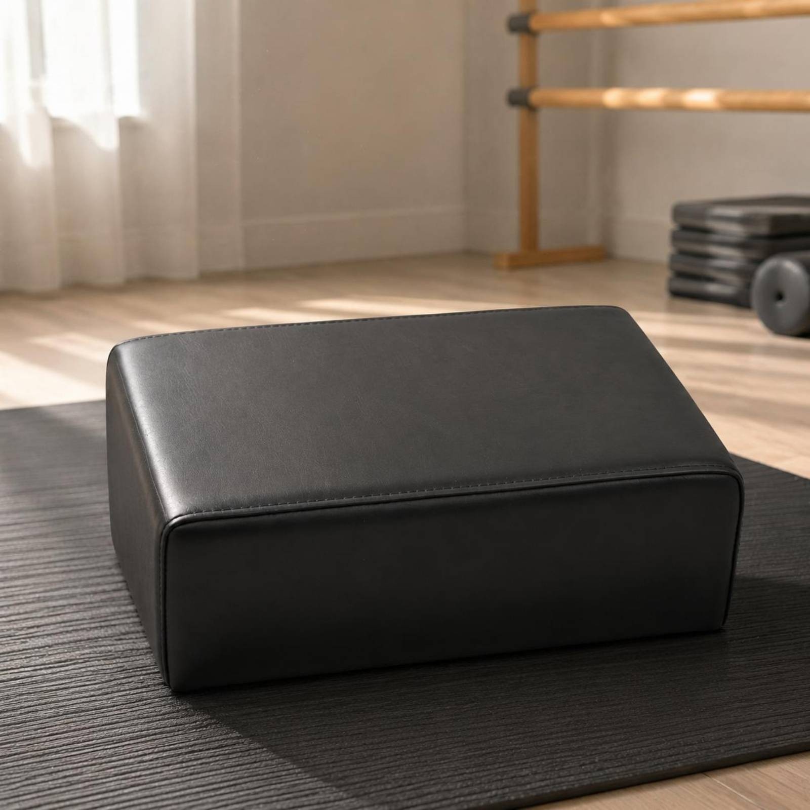 Pilates Support Block Leather-Like Exercise Gear Stitched Seams