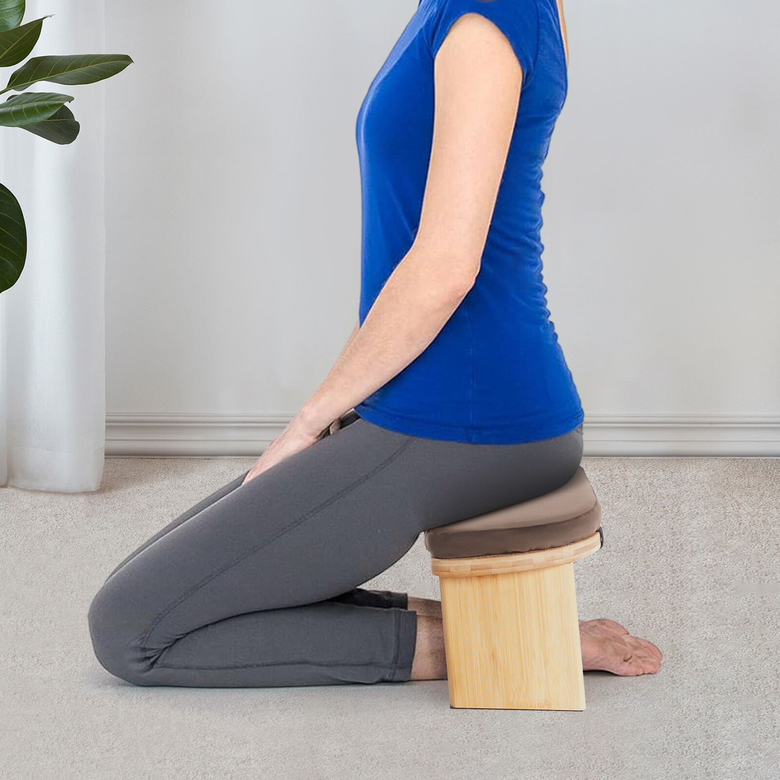 Foldable Bamboo Meditation Bench, Meditation Stool-Prayer Kneeler Chair for Yoga