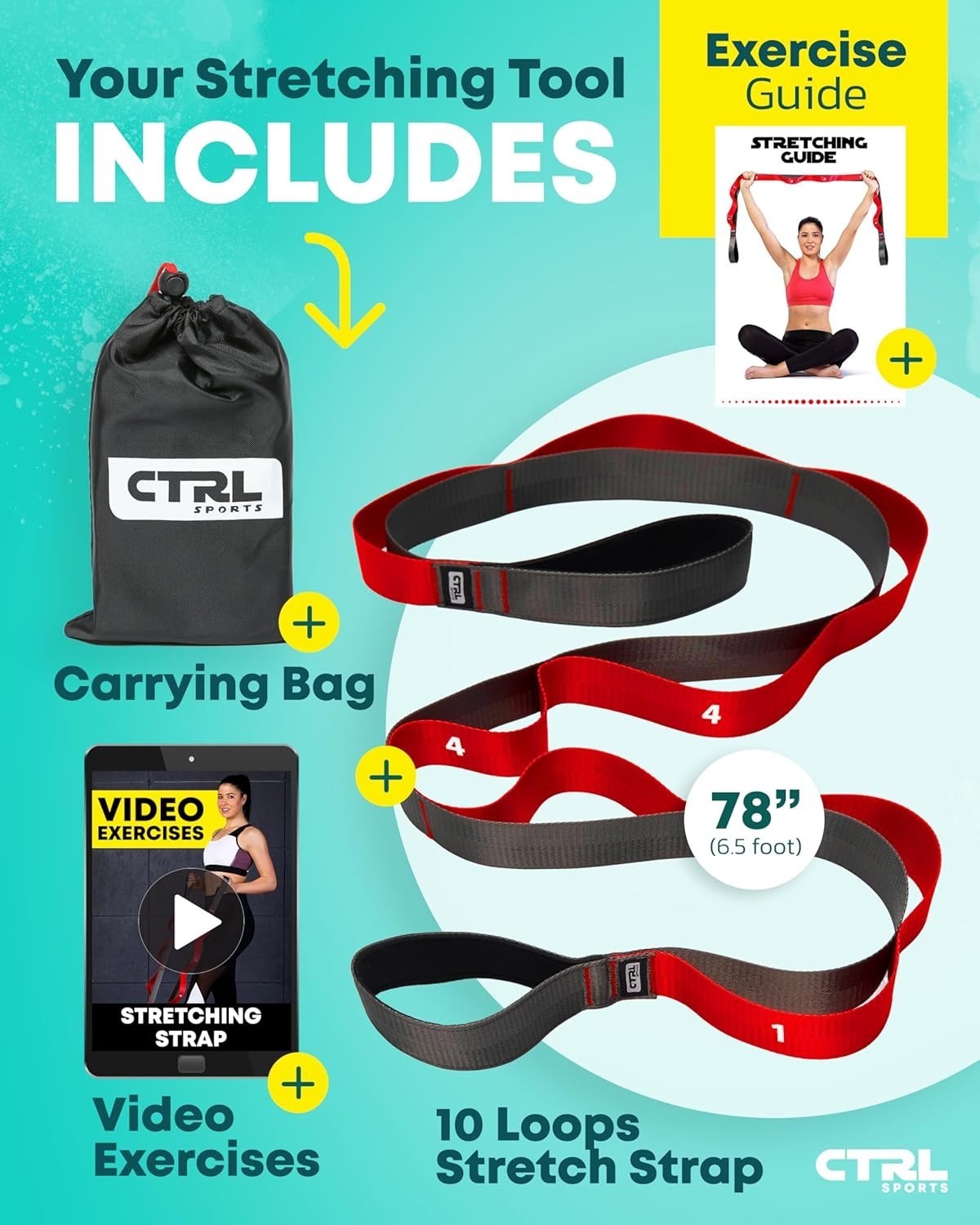 Versatile Non-Elastics Stretch Strap with Free Exercise Guide – Improve Wellness