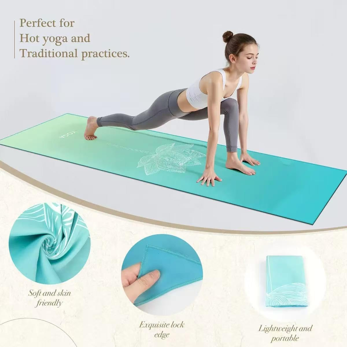 Yoga Towels, Non Slip Hot Yoga Mat Towel with Grip Dots,Super-Absorbent Soft Mic