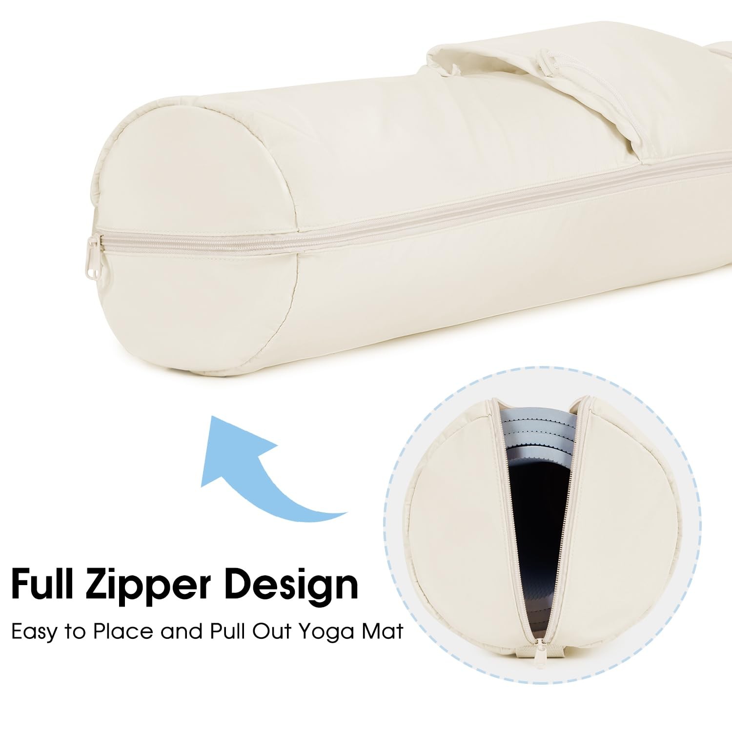 Yoga Mat Bag Full Zip Cargo Carrier Drawstring Water Bottle Wet Pocket Tote