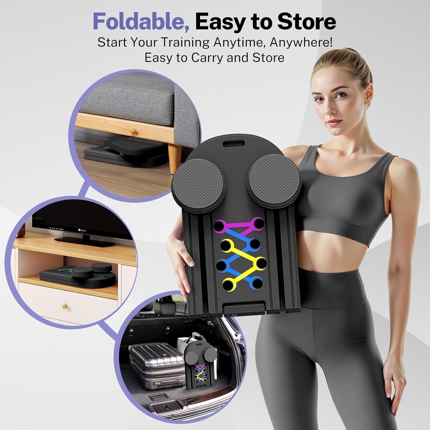 Movoca Pilates Board, Foladable Pilates Reformer Machine with Timer, 7-in-1