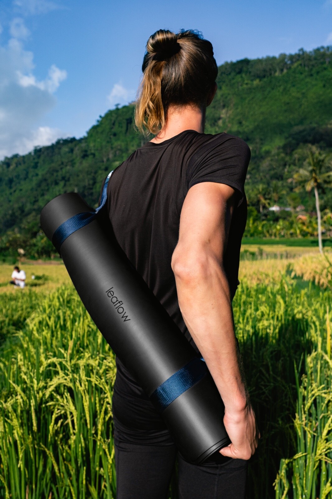 Stylish Blue Yoga Mat Carrier – Adjustable Strap Sling | Great Gift for Yogis