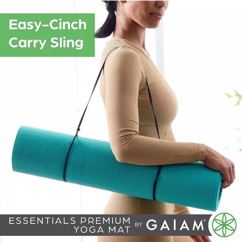 Premium Yoga Mat with Yoga Mat Carrier Sling, GREY, 72&Prime;L x 24&Prime;W x 1/4 Inch Thick