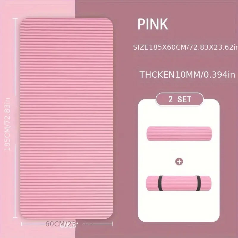 Exercise Yoga Mat Pink 185×60 cm – Gym Pilates, Meditation and Fitness Workouts