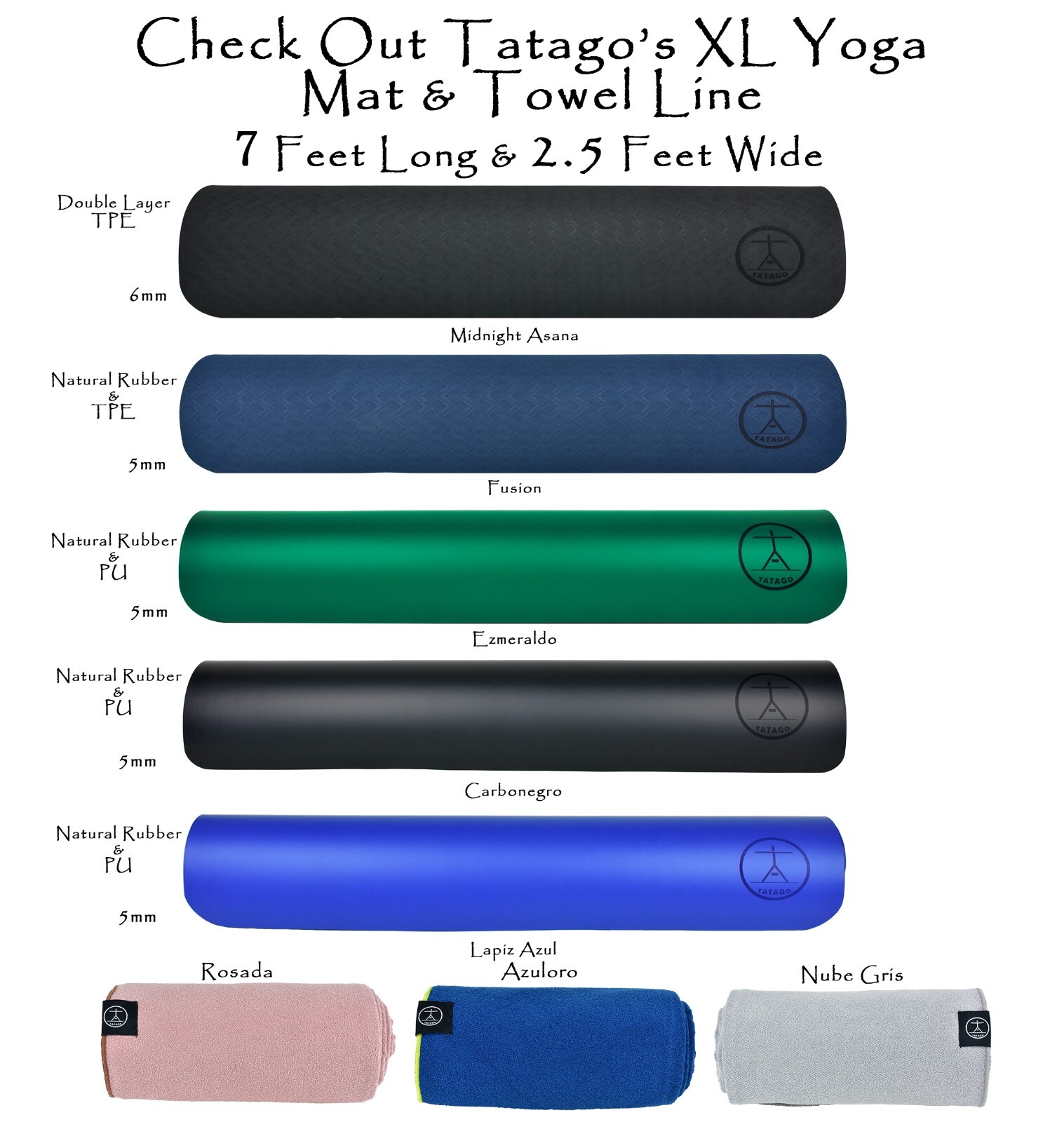 Tatago Yoga Towel Non Slip Gripped. Hot Yoga Towel with Silicone Grip