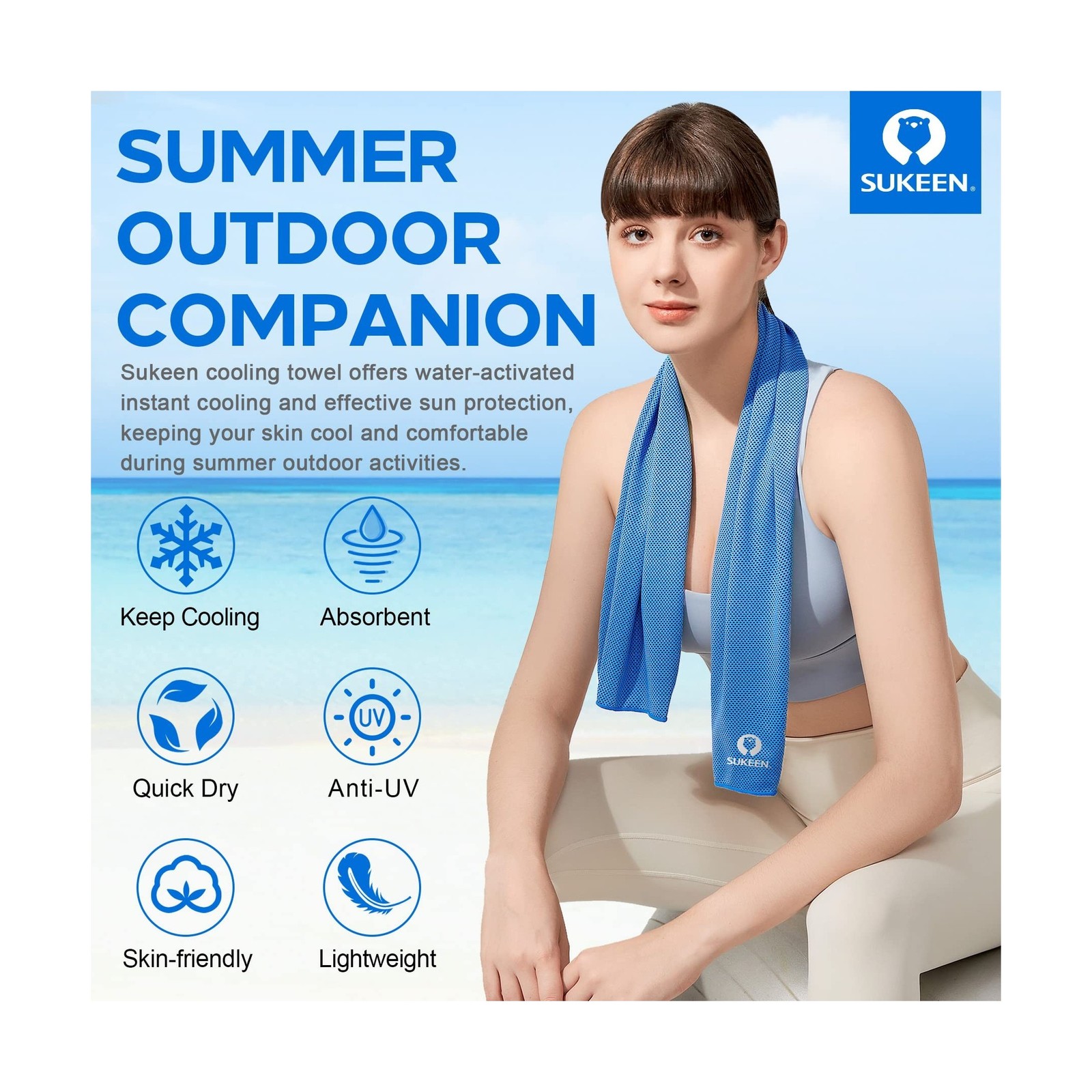 Sukeen 4 Pack Cooling Towel (40&Prime;x12&Prime;), Soft Breathable Chilly Microfiber Towe…