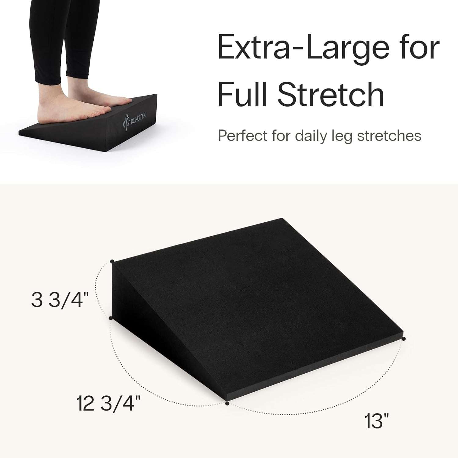 XL Foam Yoga Wedge Blocks, Black, Set of 2, 16.5° Incline, 13&Prime; × 12.75&Prime; × 3.75&Prime;,