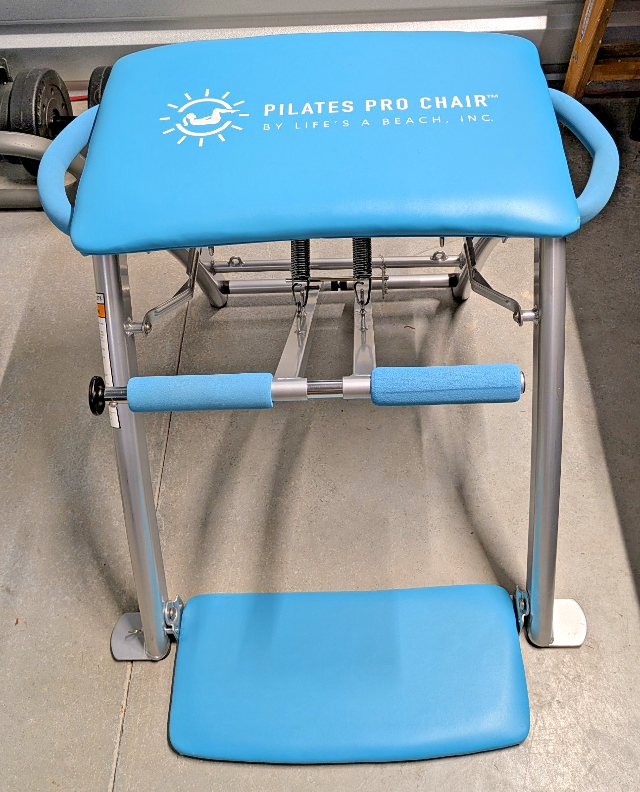 Life&rsquo;s A Beach Pilates Pro Chair w/ 4 Instructional DVD&rsquo;s – Aqua Blue