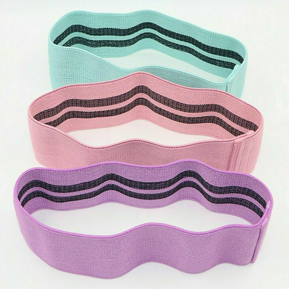 Fabric Resistance Bands Set of 3 for Booty Butt Hip Anti Slip Thick Wide Loop
