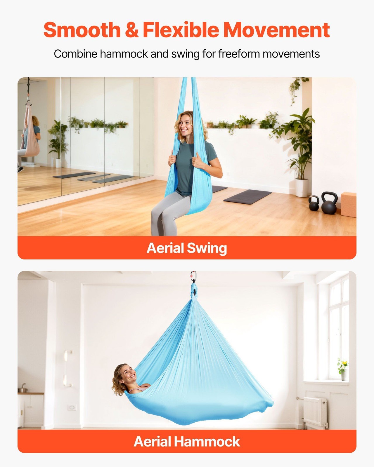 Durable Aerial Yoga Swing 300lb Maximum Load UV Resistant Indoor Outdoor