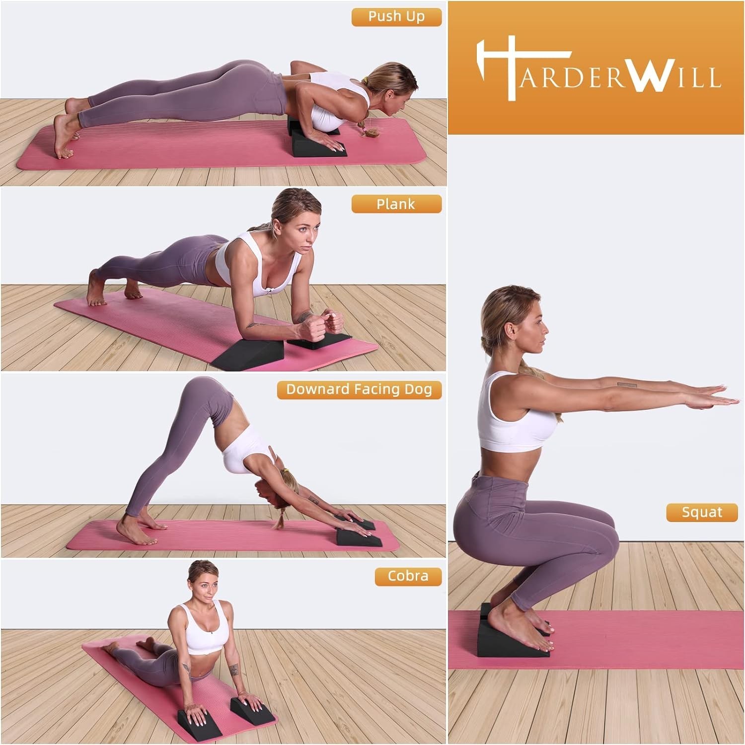 Yoga Wedge Blocks Pair Calf Stretcher Support Fitness Pilates Gym Bag
