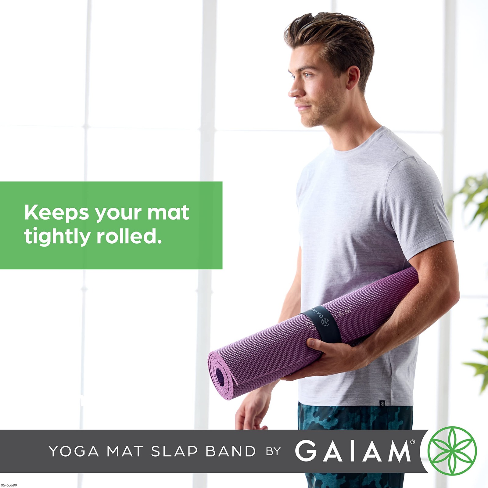 Gaiam Yoga Mat Strap Slap Band – Keeps Your Mat Tightly Rolled and Secure with
