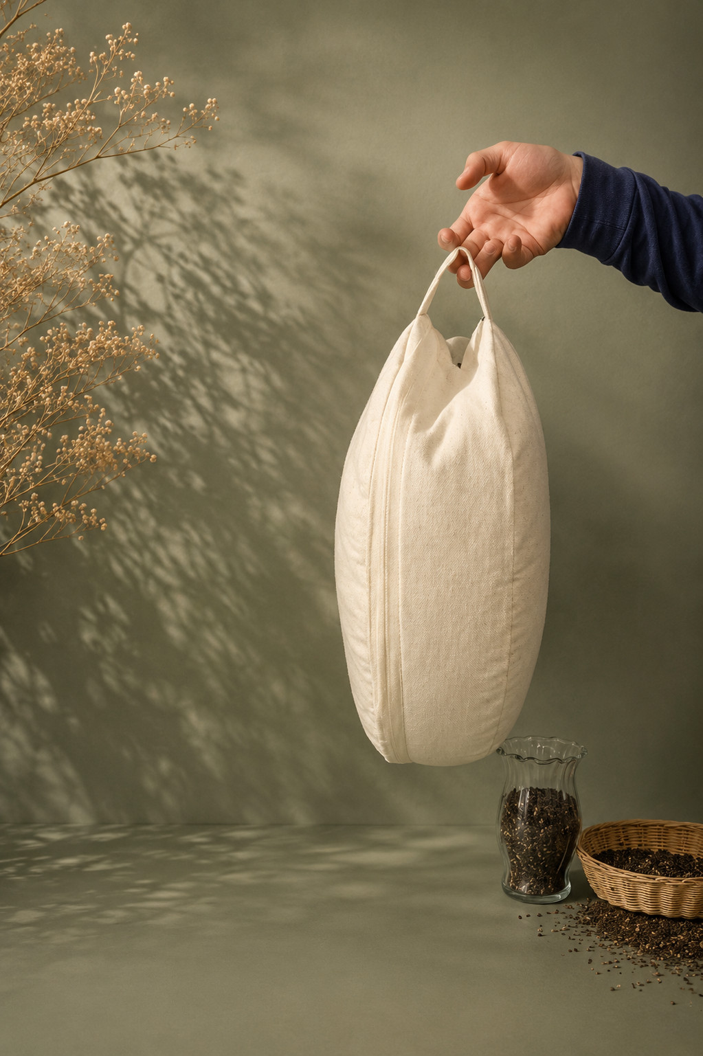 Cotton Zafu Meditation Pillow Buckwheat Hull Yoga Floor Cushion Sitting Posture
