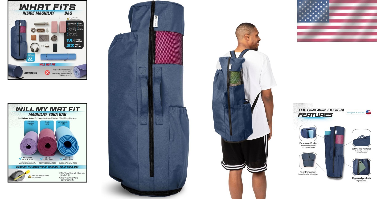 Yoga Mat Bag for Women and Men, Fits Mats and Accessories