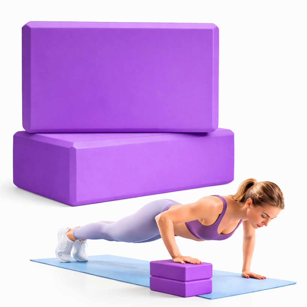 Yoga Blocks 2-Pack – High Density Foam Yoga Bricks for Balance & Stretching