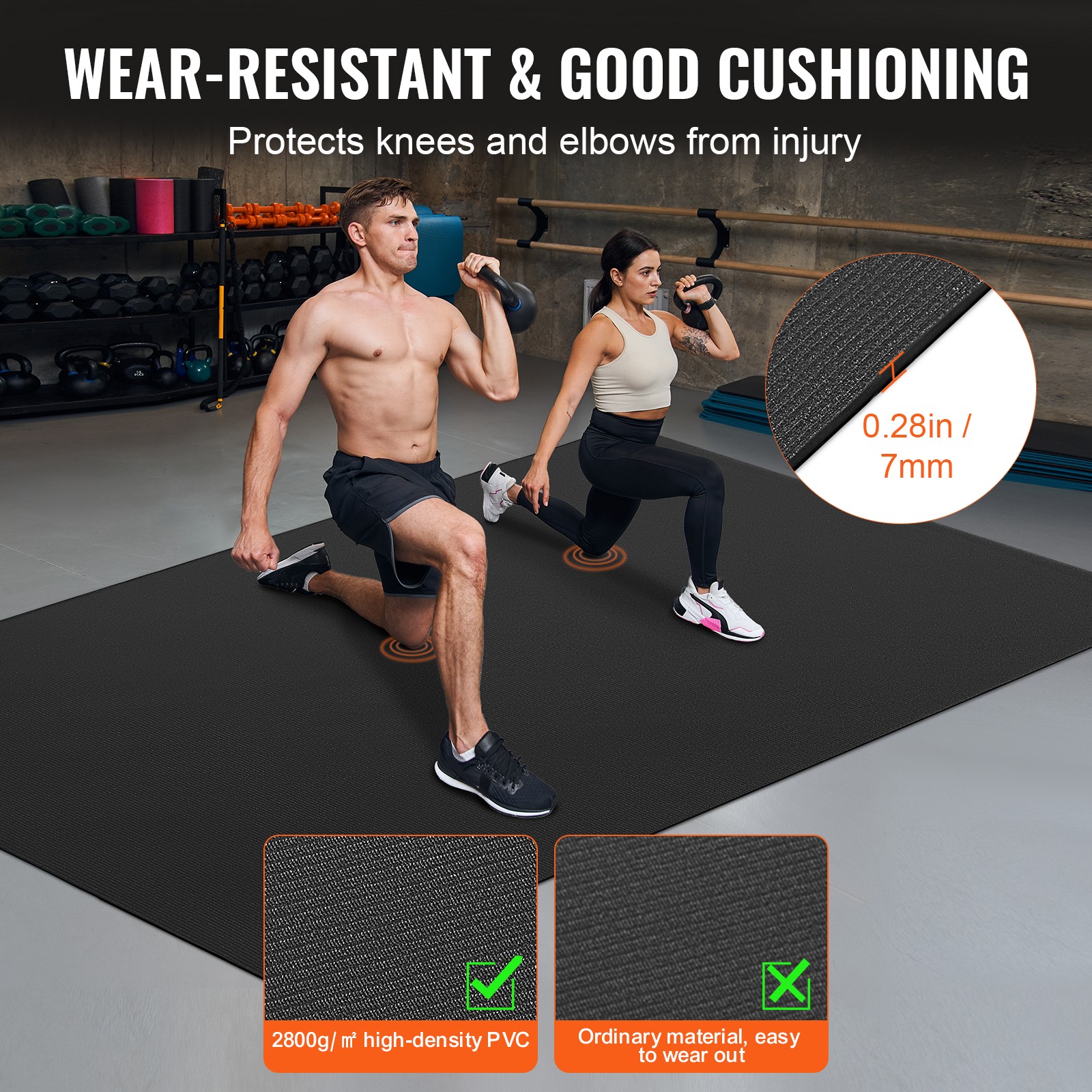 Uimoso Exercise Mat Non Slip Yoga Mat Gym Fitness Pilate Workout Mat (8x6ft)