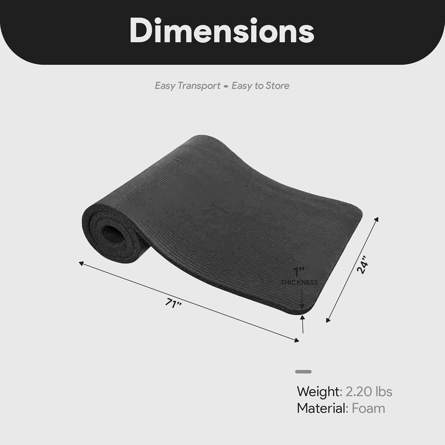 Durable Non-Slip Yoga Mat – 71&Prime;x24&Prime; Extra Thick Foam with Moisture Resistance