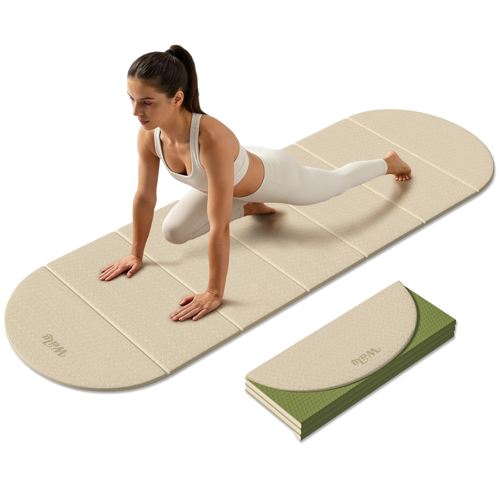 Foldable Yoga Mat 10mm Extra Thick, 75&Prime;x26&Prime; Large, SGS-Certified Non-Slip TPE…