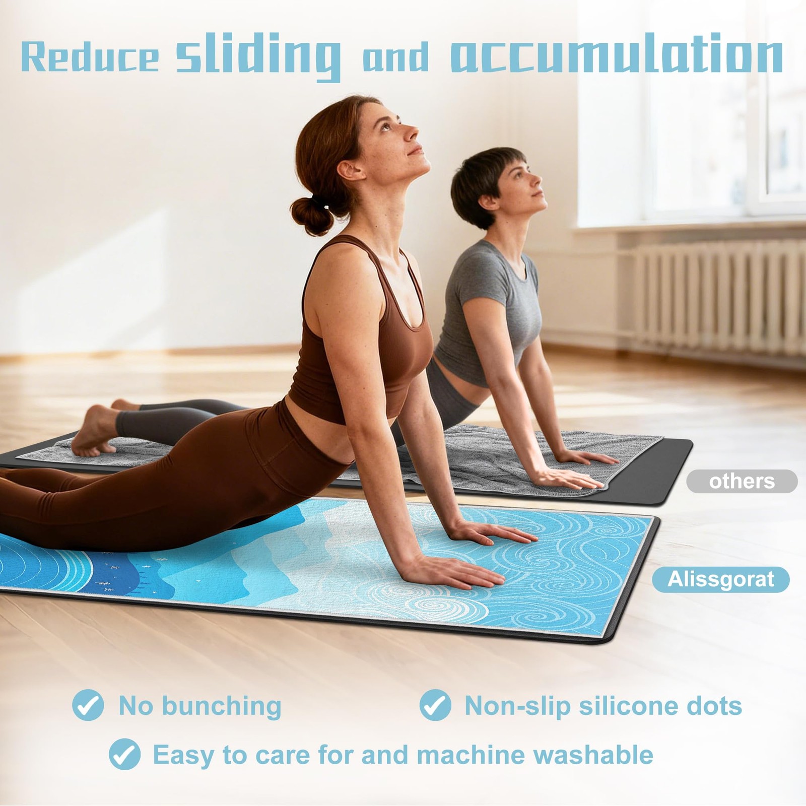 Alissgorat Hot Yoga Towel Non Slip Ultra-Absorbent Yoga Mat Towel Soft Printed