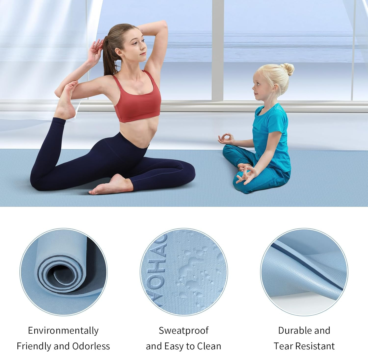 Extra Thick 8mm Non-Slip Yoga Mat with Carrying Strap – Dual Color 72&Prime;x28