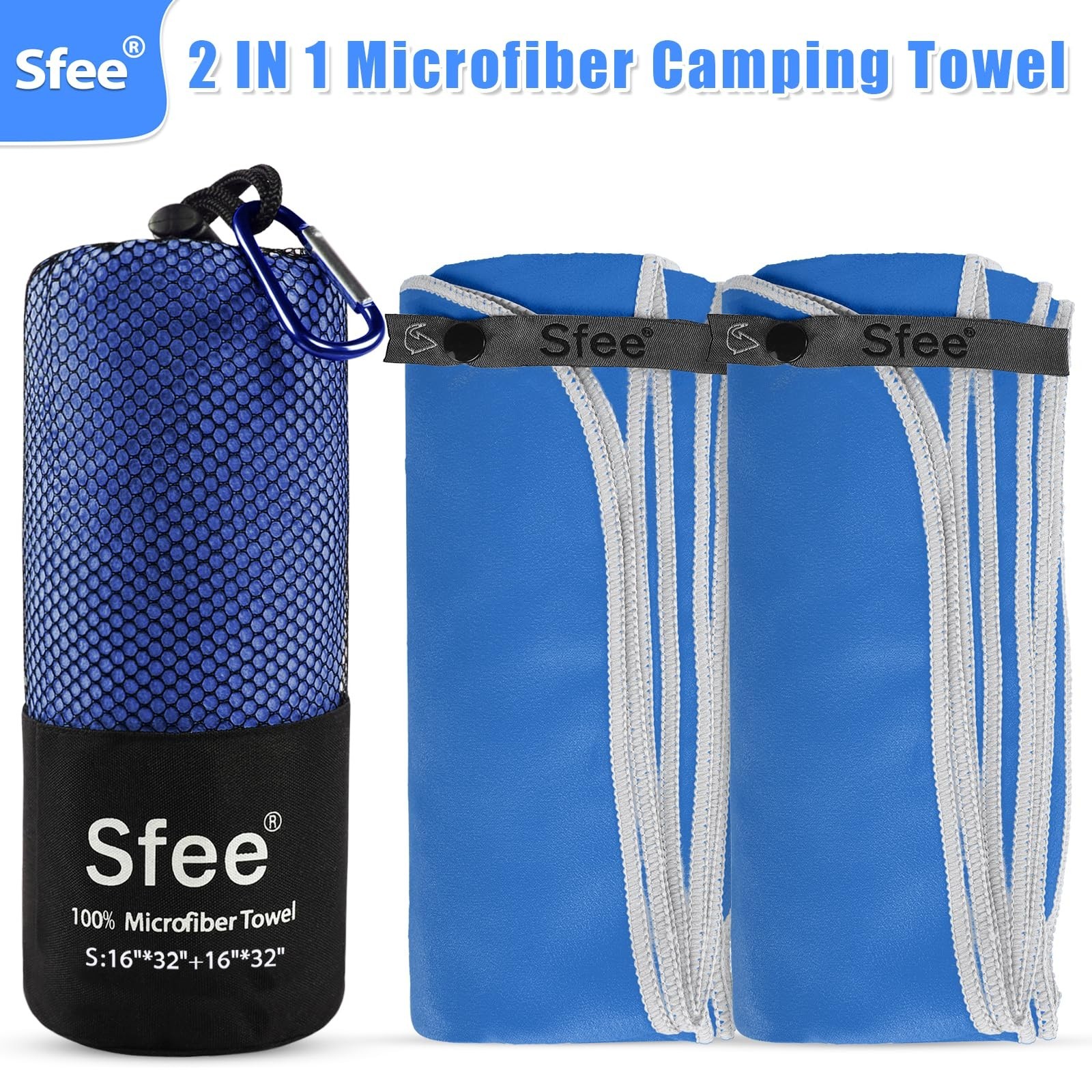 Sfee 2 Pack Microfiber Travel Towel, Quick Dry Camping Towel Super Absorbent …