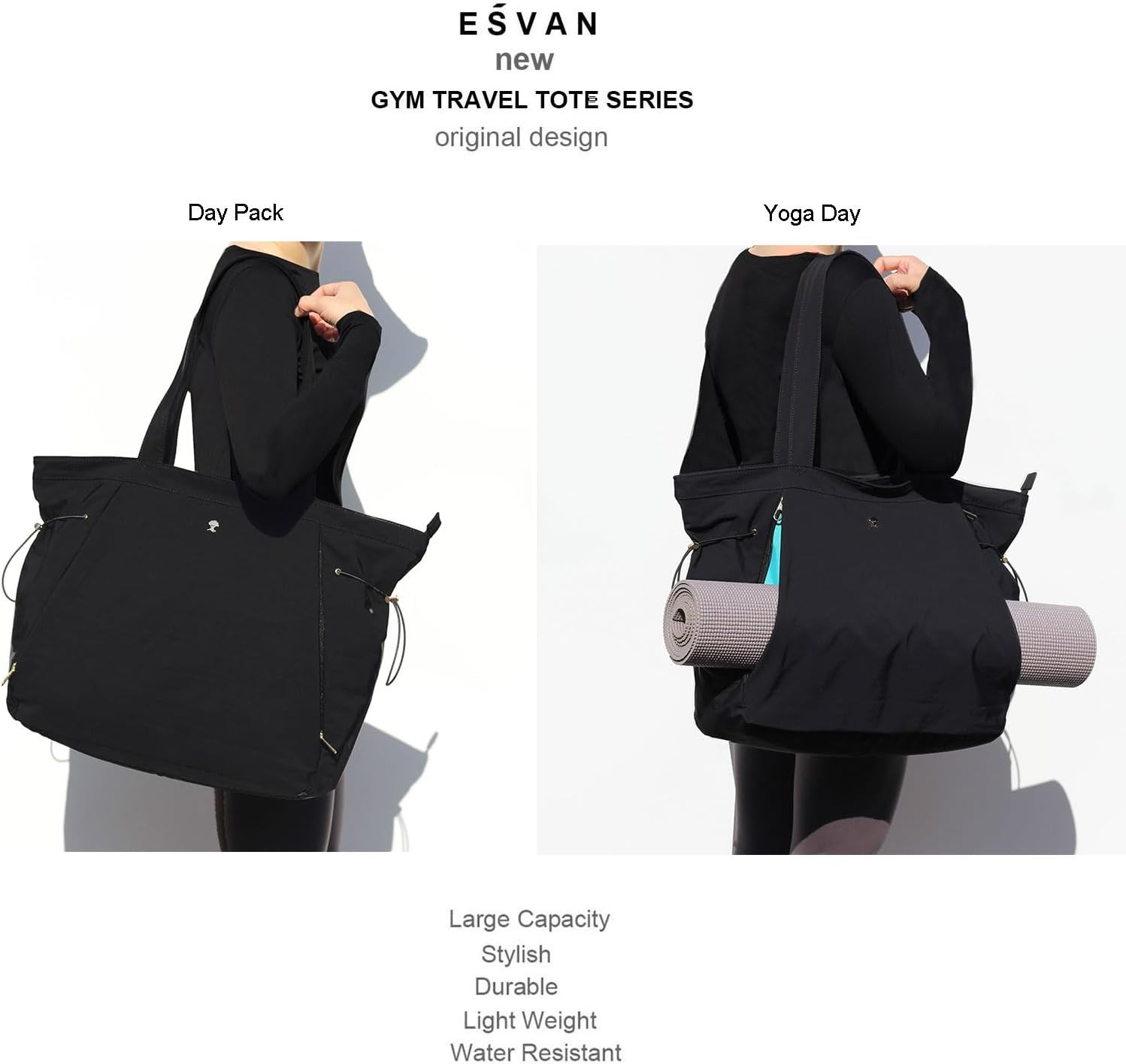 Yoga Tote Bag for Women Shoulder Bags Drawstring for Office Workout Travel Carry