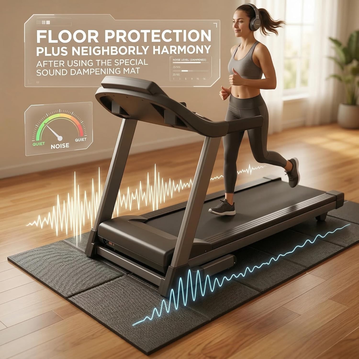 Foldable Walking Pad Mat, High-Density PVC Treadmill Mat for Hardwood Floors &