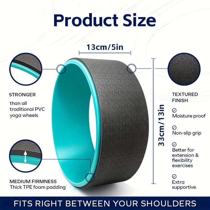12&Prime; Yoga Wheel for Stretching & Flexibility (Color: Cyan)