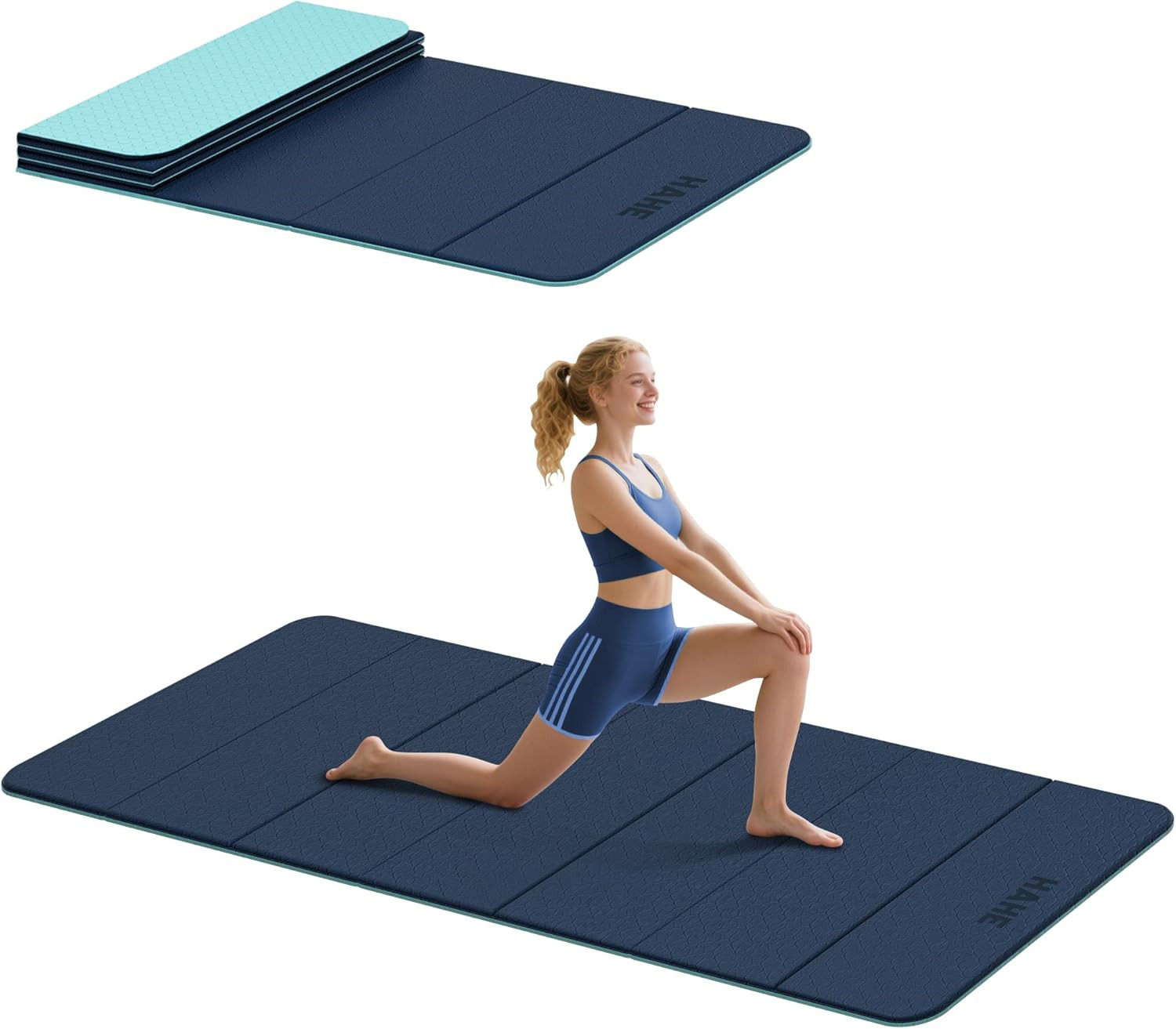 Foldable Non-Slip Yoga Mat, 74&Prime;x32&Prime;, Portable TPE Workout Mat for Home Gym