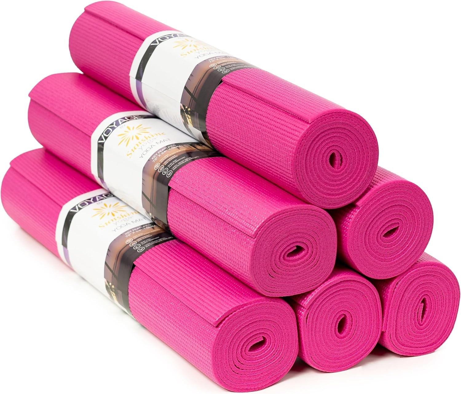 6 Pack 72&Prime; x 24&Prime; Voyage Yoga Mat – 5mm Professional Bulk Mats for Studio & Gym