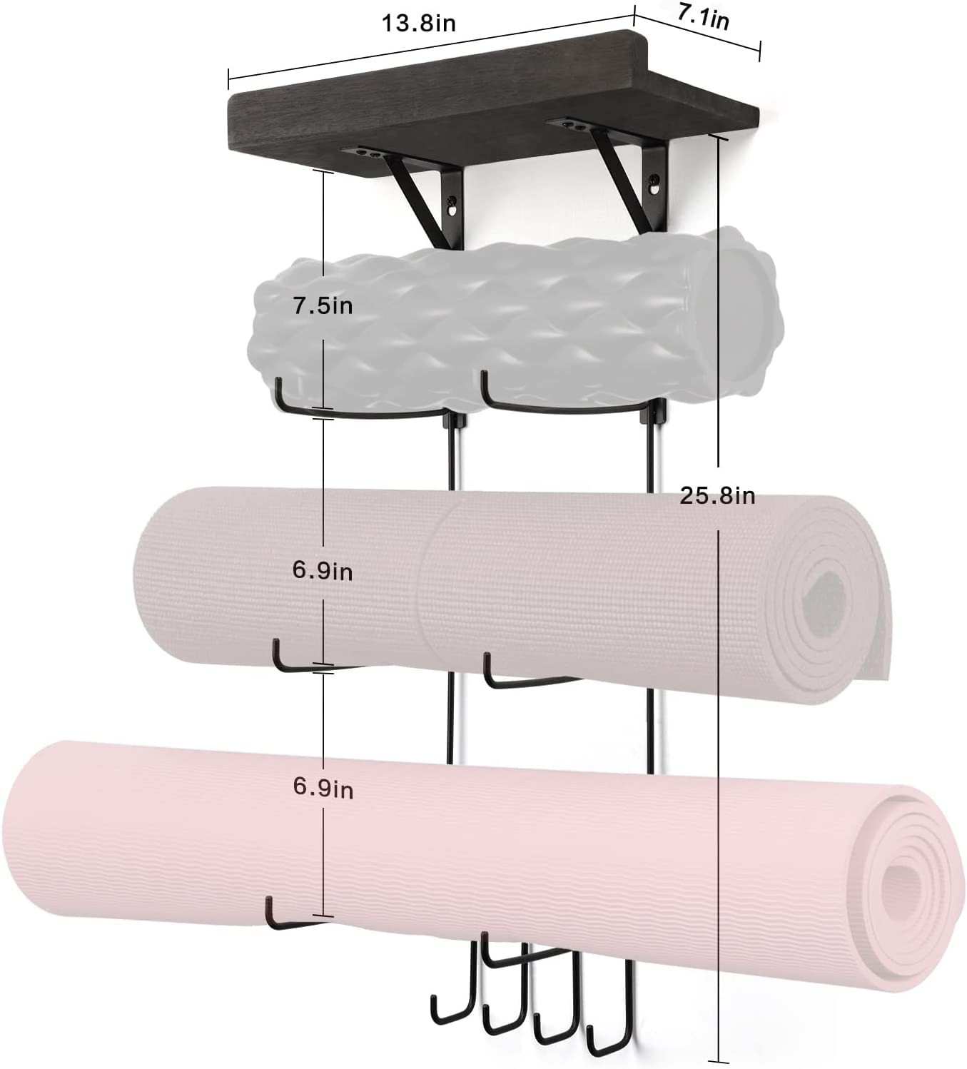 VINAEMO Yoga Mat Holder Accessories Wall Mount Organizer Storage Decor Foam R…