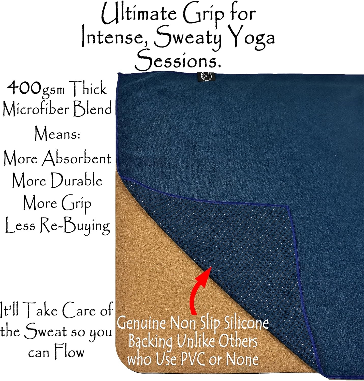 Tatago Hot Yoga Towel Non Slip Grip in Standard – 72", Oceanic- 72"