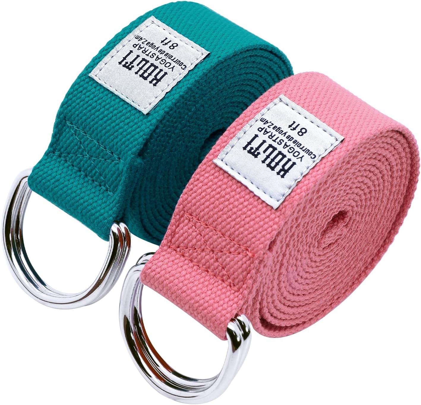 Yoga Exercise Adjustable Straps 8FT with Durable D-Ring for Pilates & Gym Workou