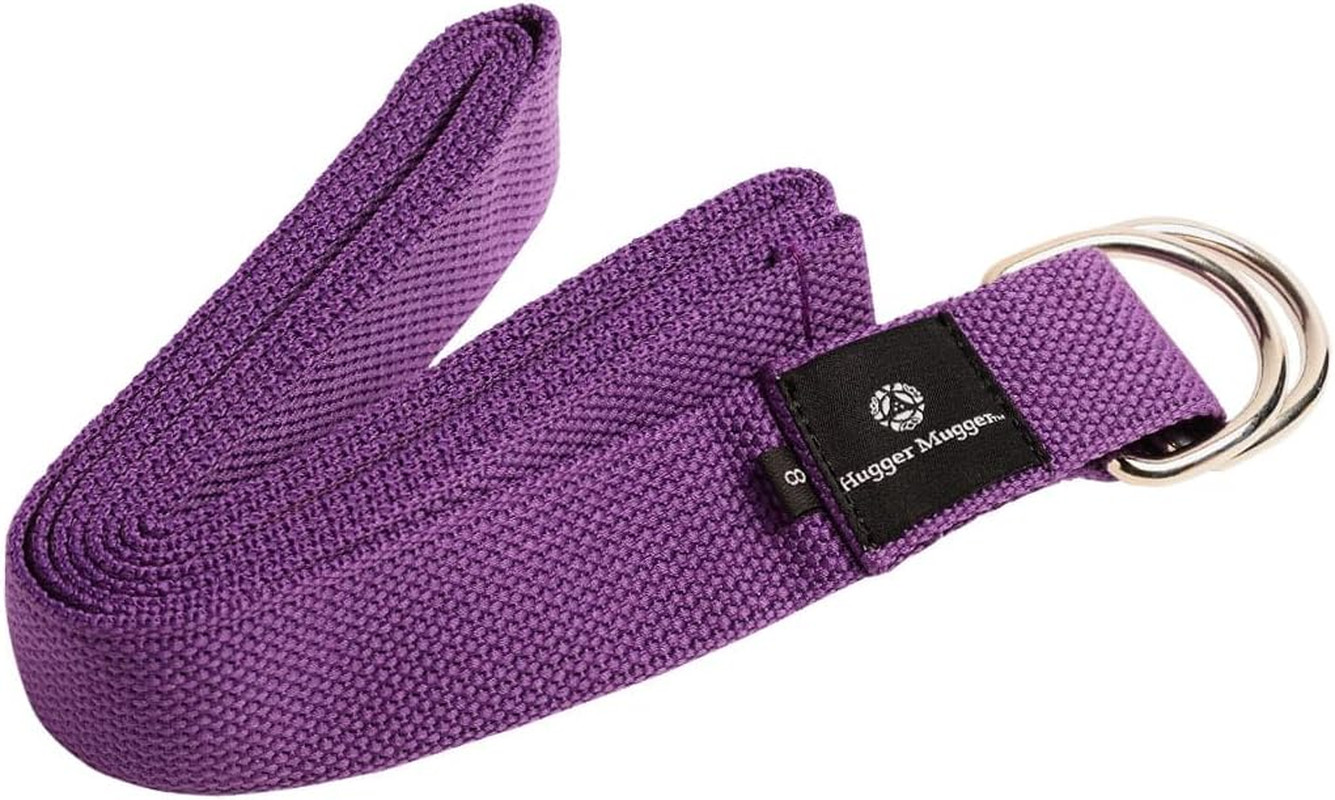 Hugger Mugger D-Ring Cotton Yoga Strap – Super Strong Cotton, Metal D-Ring Buckl