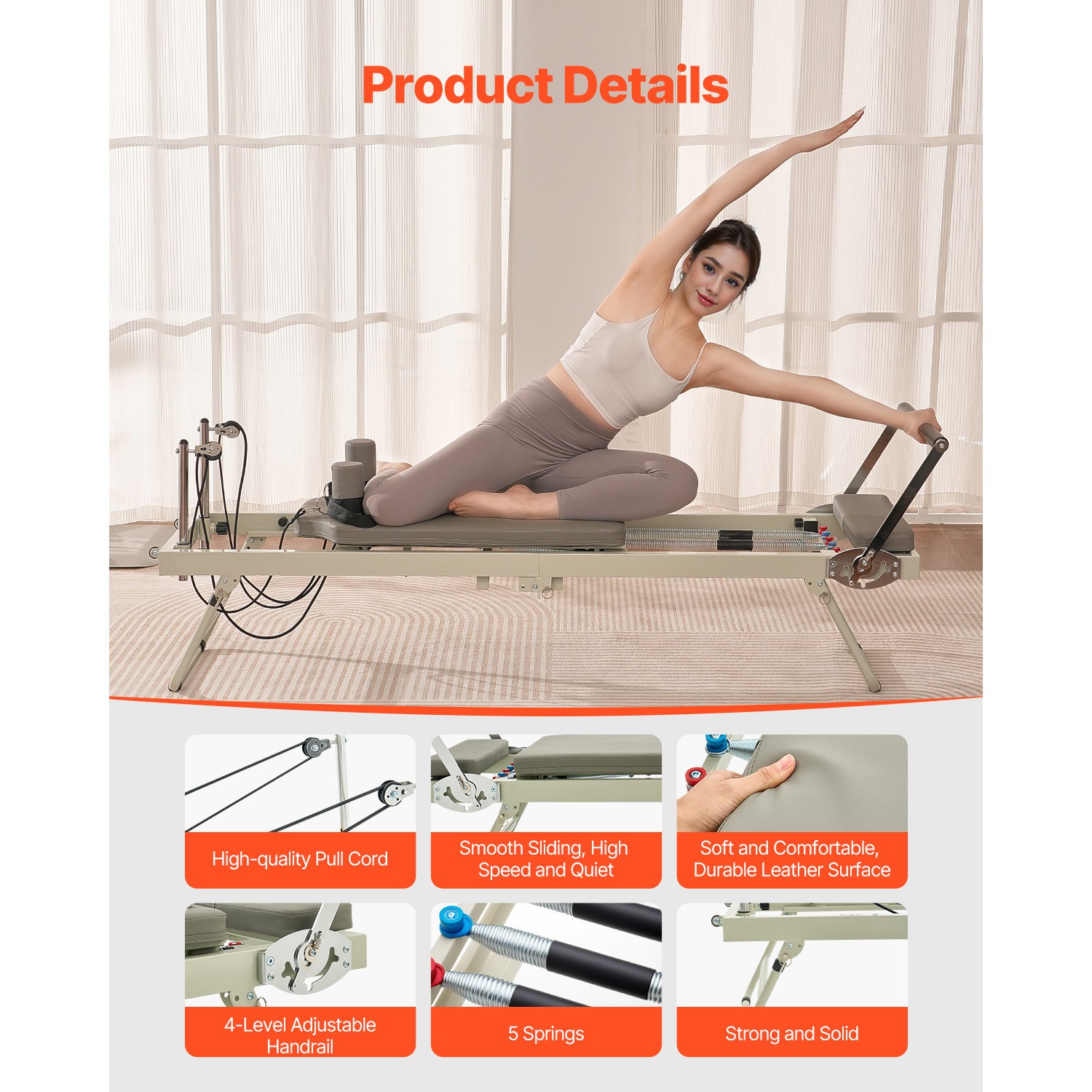 Uimoso Foldable Pilates Reformer for Home Workouts with Adjustable Resistance