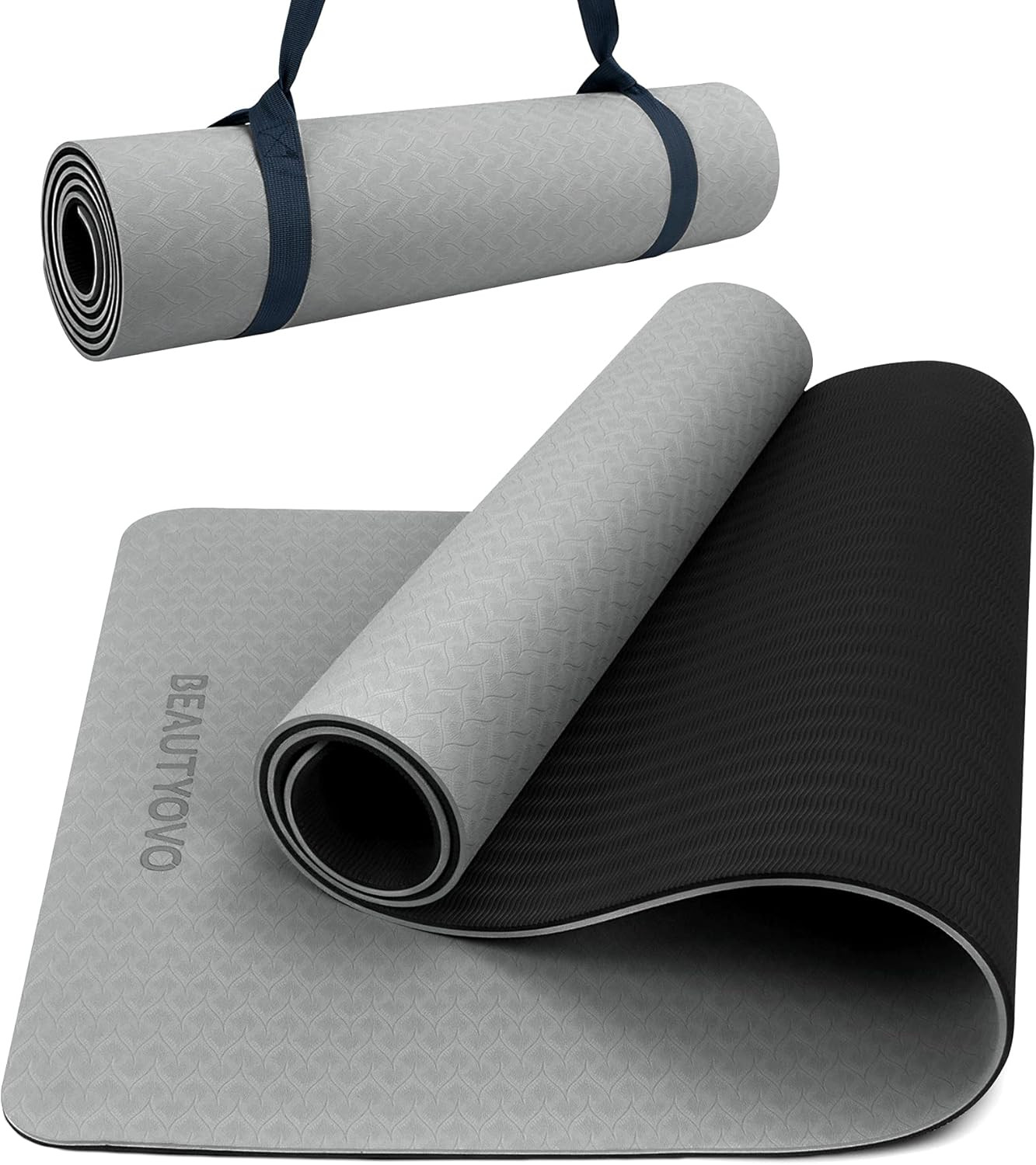 Extra Thick Non-Slip Yoga Mat with Strap – TPE for Yoga & Pilates