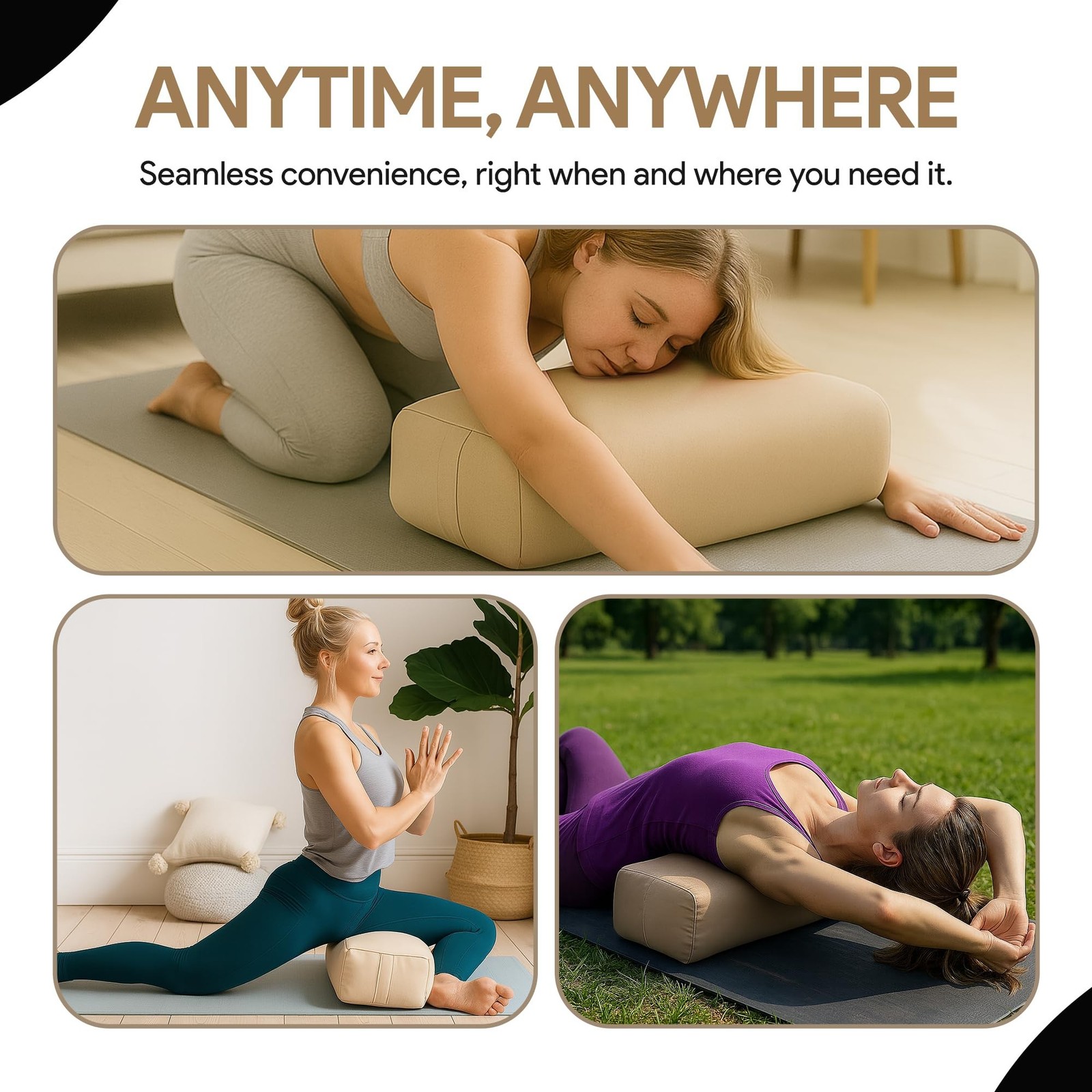 Rectangular Yoga Bolster Pillow for Meditation, Yoga & Back Support – Soft