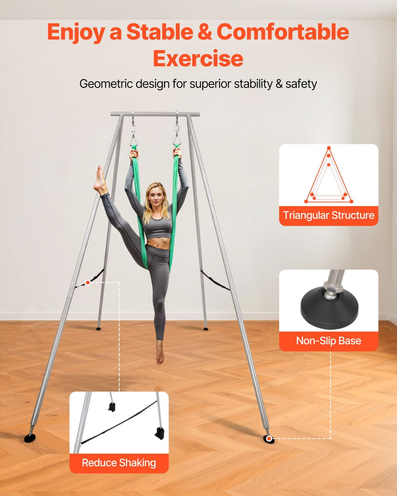 9.6FT Aerial Yoga Stand 551LB Swing Frame Triangular Rig Portable