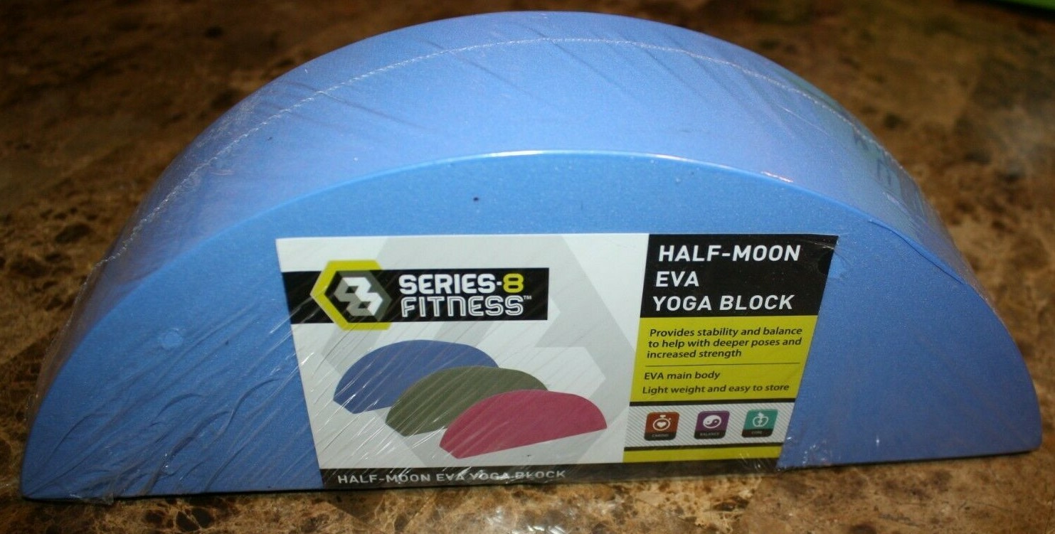SERIES – 8 FITNESS BLUE HALF-MOON EVA YOGA BLOCK NEW EXERCISE WORKOUT NEW